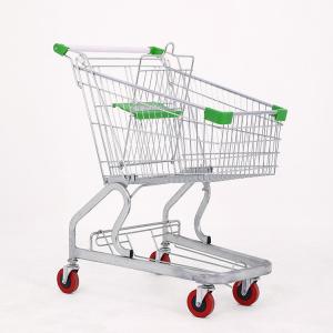China Supermarket Grocery Store Metal Shopping Trolley Cart With Customized Colors And Rubber Wheels wholesale