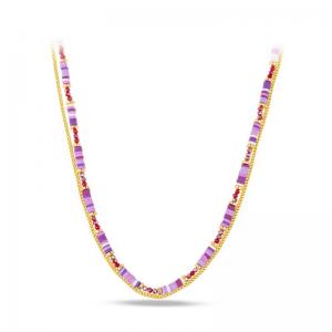 China Multicolor Heishi Beads Necklace , Beach Girl Metal Chain Necklace on sale