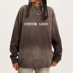 Oversized Fitted Custom Cotton Black Long Sleeve Shirt Crop Top T Shirt For Y2k