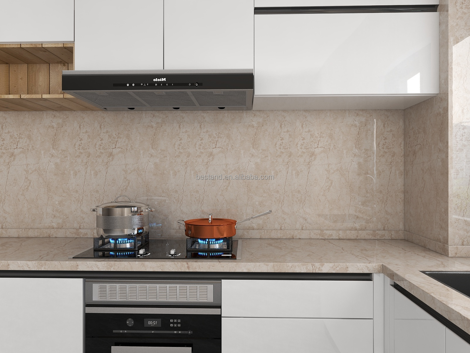 80CM Width Marble Sticker Anti Oil Waterproof Kitchen Wallpaper Modern Design PVC Kitchen Backsplash Sticker