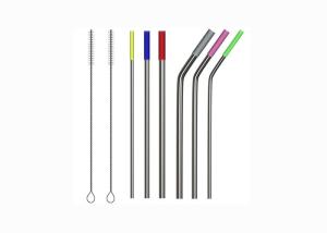 China Multicolored Silicone Reusable Drinking Straws / 6mm 8mm Soft Silicone Tips wholesale