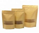 Reusable food pouch stand up zip lock kraft paper bags with window Manufacturer