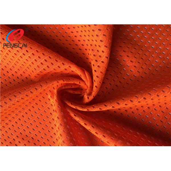 Bright Orange 100 Polyester Mesh Fabric , Reflective Safety Material For Police Uniform