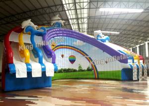 China Colorful Rainbow Arch Shape Inflatable Water Slide With 3 Lane 30mL PVC wholesale