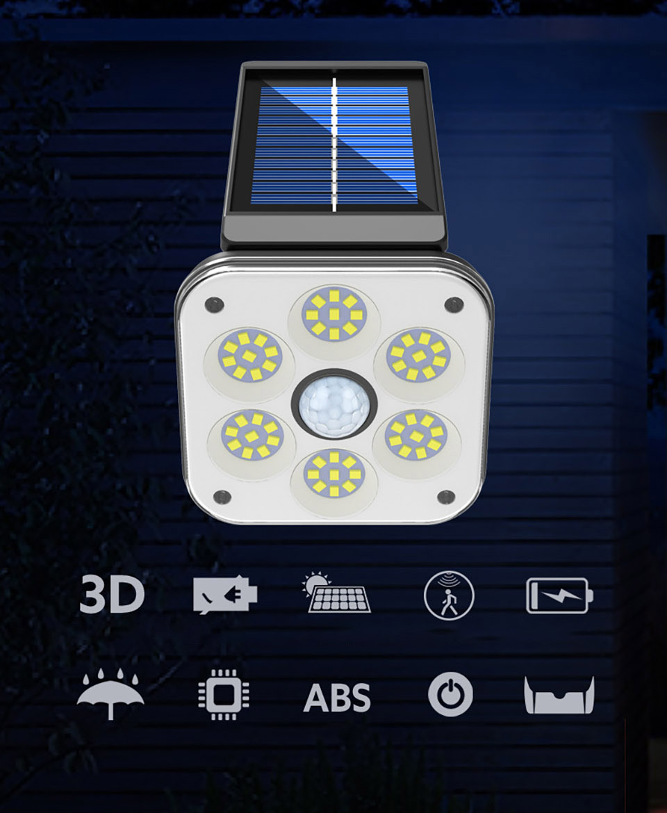 Solar Motion Sensor Wall Light, 54LED Led Solar Light Outdoors Waterproof Solar Power Garden Light