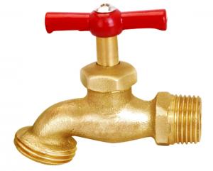 China Red Zinc Handle Red Brass Hose Bibcock ISO 228 Brass Stop Tap on sale