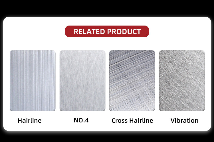ASTM 304 316 Decorative Metal Sheets Hairline #4 Finish PVD Color 4x8 Brushed Stainless Steel Sheet