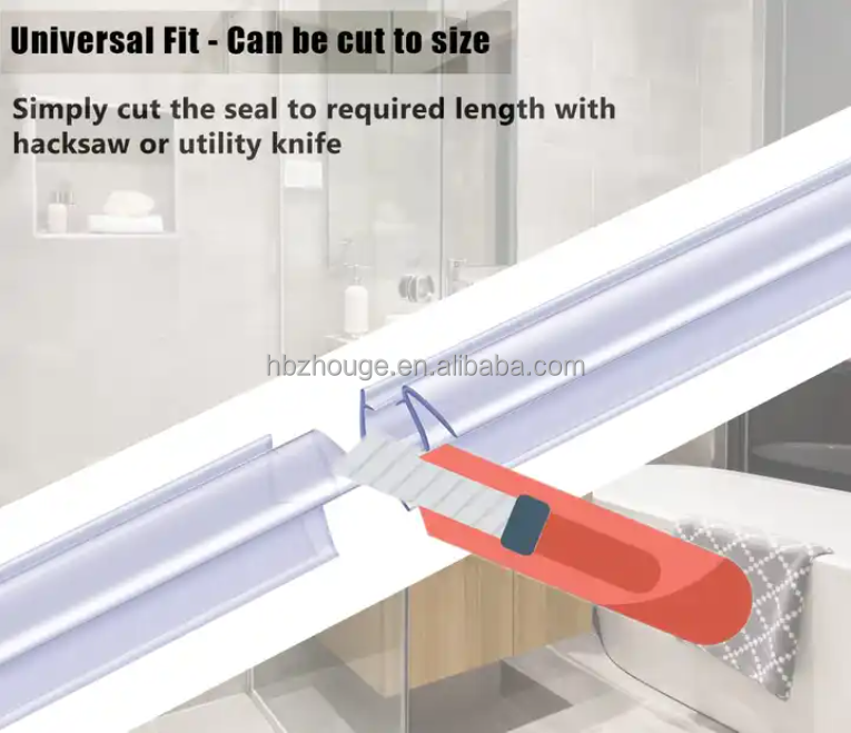 Waterproof PVC Weather Strip for Glass Thickness 6mm/8mm/10mm/12mm 2.2 Meters/Strip