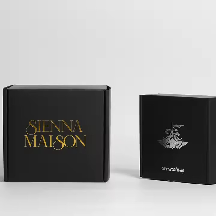 Custom Black Mailer Box With White Silk Screen Logo Strong E Corrugated Shipping Boxes