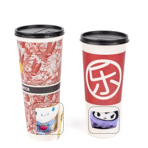 China Customized food grade disposable surprise mysterious blind box lucky gift paper coffee tea cup with lid wholesale