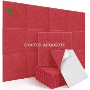 China 9mm Red Polyeater Fiber Stop Echoes Felt Wall Panels Beveled Edge Sound Proof Padding wholesale
