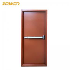China Red Powder Coated Steel Fire Exit Doors Single Leaf 45 Mm Thick 16 Ga Face Sheet wholesale