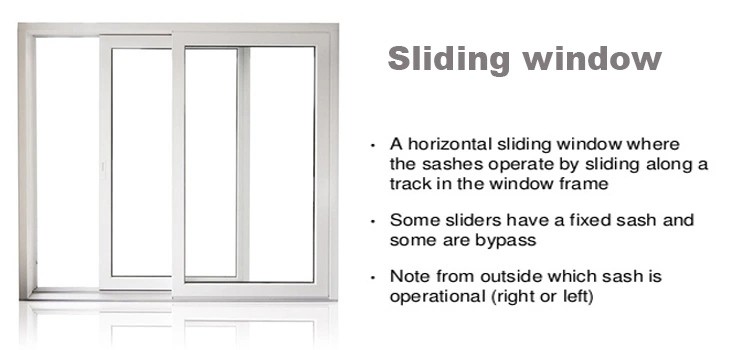 1.6mm 6063 T5 Aluminum Horizontal Sliding Windows