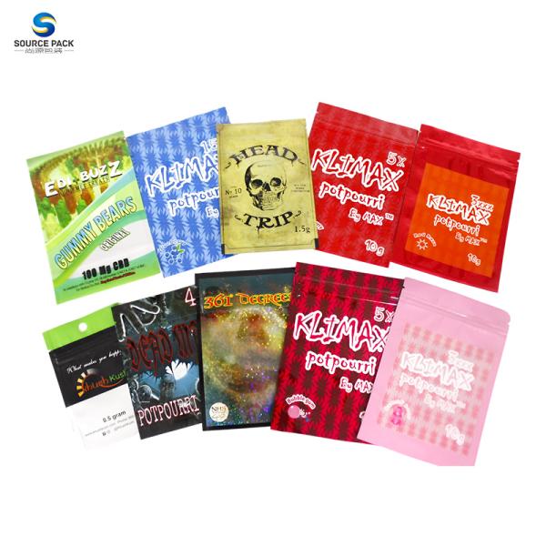 Soft Touch Smell Proof 3.5g Mylar Custom Weed Pack With Zipper