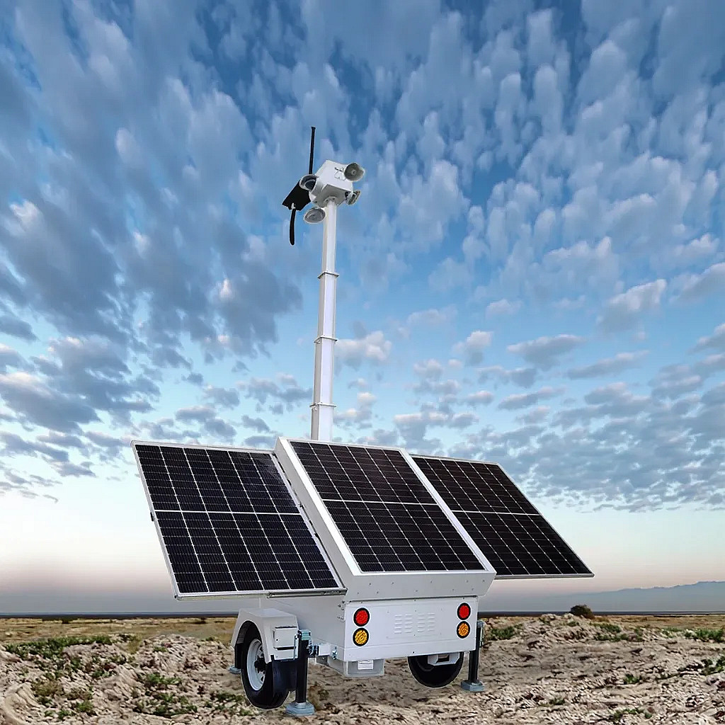 Solar Powered Trailer Mounted Light Tower Mobile LED Tower With Monocrystalline Panel