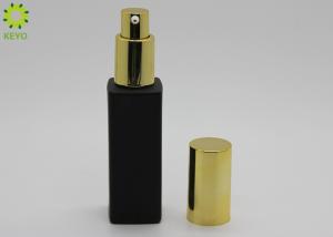 China 30g 1 OZ Empty Cosmetic Containers , Matte Black Glass Liquid Foundation Pump Bottle wholesale