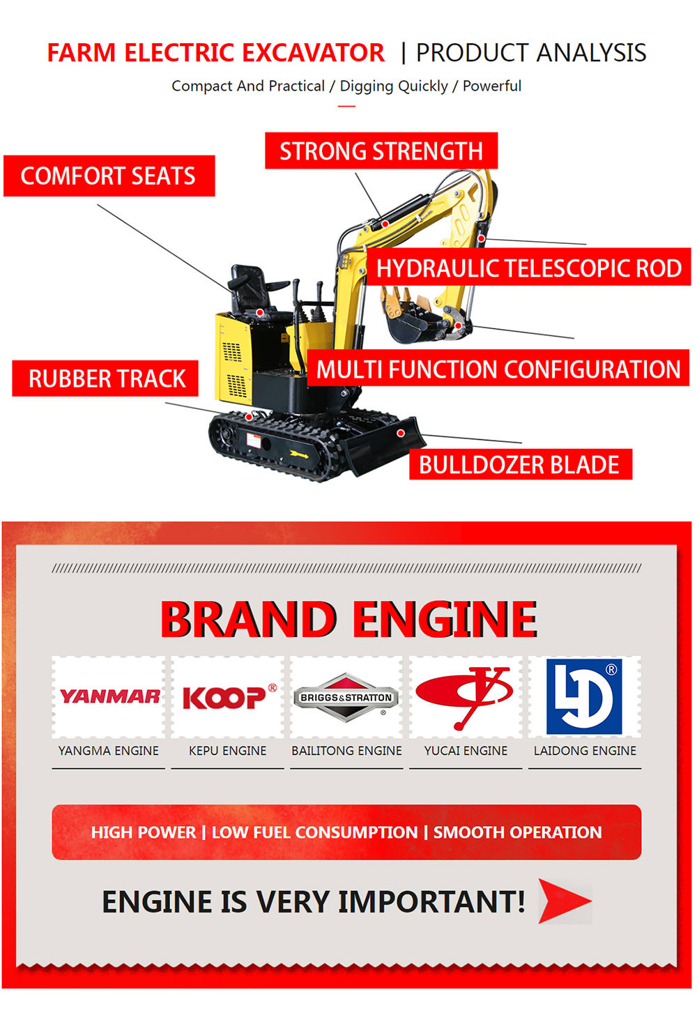 Micro Hook Machine 1Ton/2Ton Electric Mini Excavators Earth-Moving Machinery Small Crawler Digger