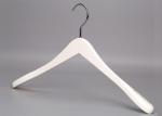 Solid Wooden Painting Clothing Store Hangers Non Slip White / Black Color