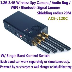 China 1.2G 2.4G Wireless Spy Camera Audio Bug WIFI Bluetooth Signal Jammer Blocker Single Switch on sale