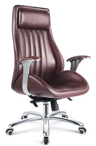 China Executive Style Brown PU Leather Office Chair With Casters High Durability wholesale