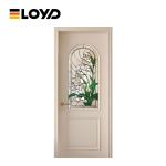 Double Sidelites Interior Glass French Doors Wood Finish Aluminium