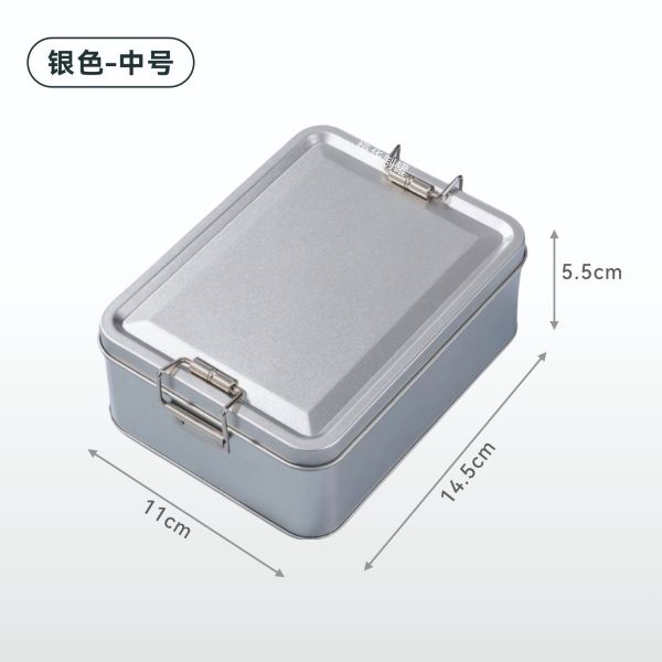 Rectangular Metal Cake Tin Cans Storage Box Hinge Lid Cookie Candy Food
