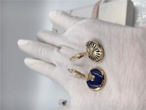 China Lapis Lazuli Earrings With Diamond , Handmade Small Model 18K Gold Earrings wholesale