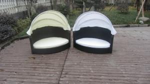 China All Weather Garden Black Wicker Pet Bed With KD White Canopy wholesale