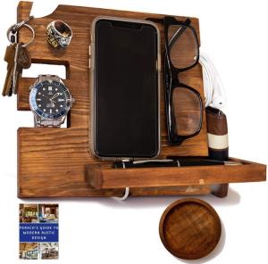 China Wooden Docking Station for Men and Nightstand Organizer - Holds Phone Keys Watch Wallet Ring Pen Glasses Ring wholesale
