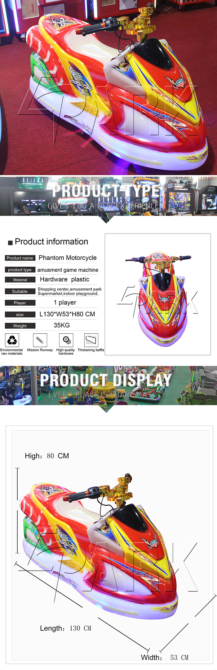 Playground Amusement Kiddy Ride Machine 1 - 2 Player Music Motorbike
