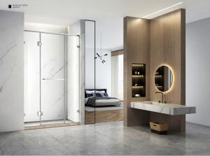 China Frameless Three Panel Sliding Glass Door Clear Hinge Swing wholesale