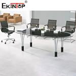 Rectangular Black Conference Table Elegant Business Atmosphere 10 Seating