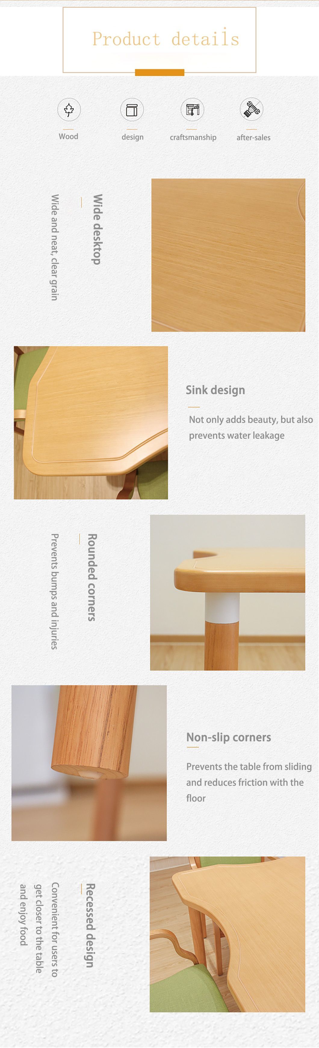 Modern Design Solid Wood Medical Furniture Nursing Home Table for Home Rehabilitation Dining Panel Style