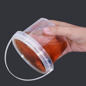 China 600ML Tamper Proof Cookie Bucket Plastic Food Container With Lid Handle 100% Material wholesale