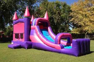 China Pink Bouncy House Castle Outdoor Rantal Inflatable Bouncer With Slide on sale