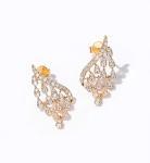 18K Gold Feather Diamond Stud Earrings 2.0g Art Deco Engagement Earring