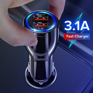 China 18W 3.1A Car Charger Quick Charge 3.0 Universal Dual USB Fast Charging QC For iPhone Samsung Xiaomi Mobile Phone In Car on sale