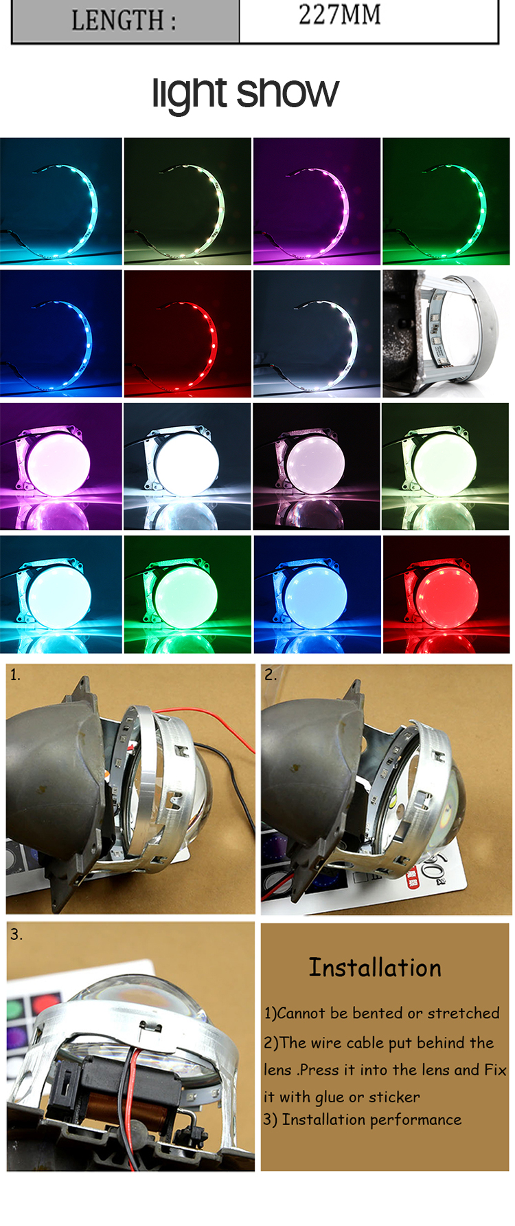 DC12V 5000lm APP Control LED Car Ambient Lights SMD Projector Auto Styling Demon Led Halo Rings Kit