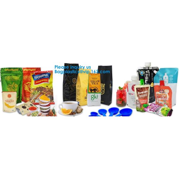 Custom Print Biodegradable Foil Packaging Soft Zipper Stand Up Bottom Gusset Plastic Drinking Pouches Bags With Straws