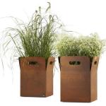 Natural Rusty Color Corten Steel Planter Pot With Drain Holes