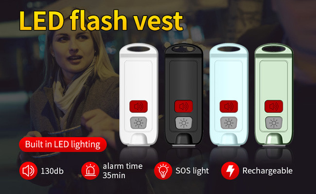 3.7V 130mins Lighting Siren Alarm Keychain TYPE C With Emergency Flashlight