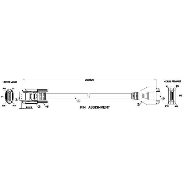 Mini Camera Link Cable With Coupled / Male To Female SDR HDR 26 Pin Camera Cable