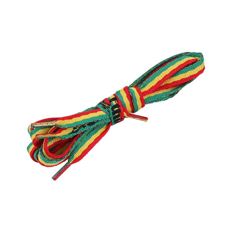 Soft Printed Polyester Shoelace Custom Design Color Flat Cord With Plastic Tips 1cm Width