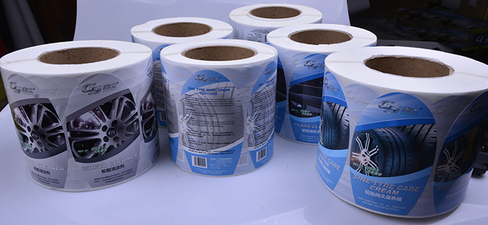 Custom printing glossy waterproof car hubs detergent bottle packaging sticker labels rolls