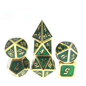 China Wear Resistant RPG Dice Set Plating Pink Metal Dice Polyhedral Gilt Green wholesale