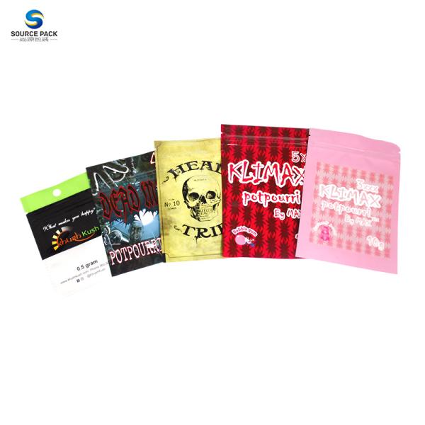 Soft Touch Smell Proof 3.5g Mylar Custom Weed Pack With Zipper