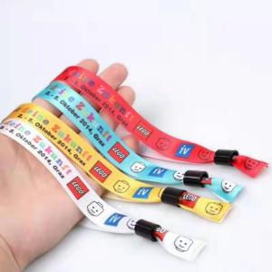 China Customization Logo Polyester Woven Cloth Wristbands Concert Promotion Events Gift Adjustable Length Wristbands wholesale