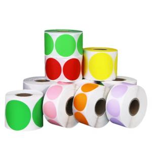China Custom Self Adhesive Direct Thermal Sticker Label Pink Colored Circle wholesale