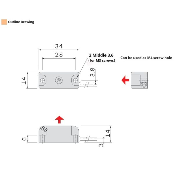 IP67 High Sensitivity Compact Door Sensor S Pole Door Magnet Magnetic Detecting 15mm Detection Distance NPN Output