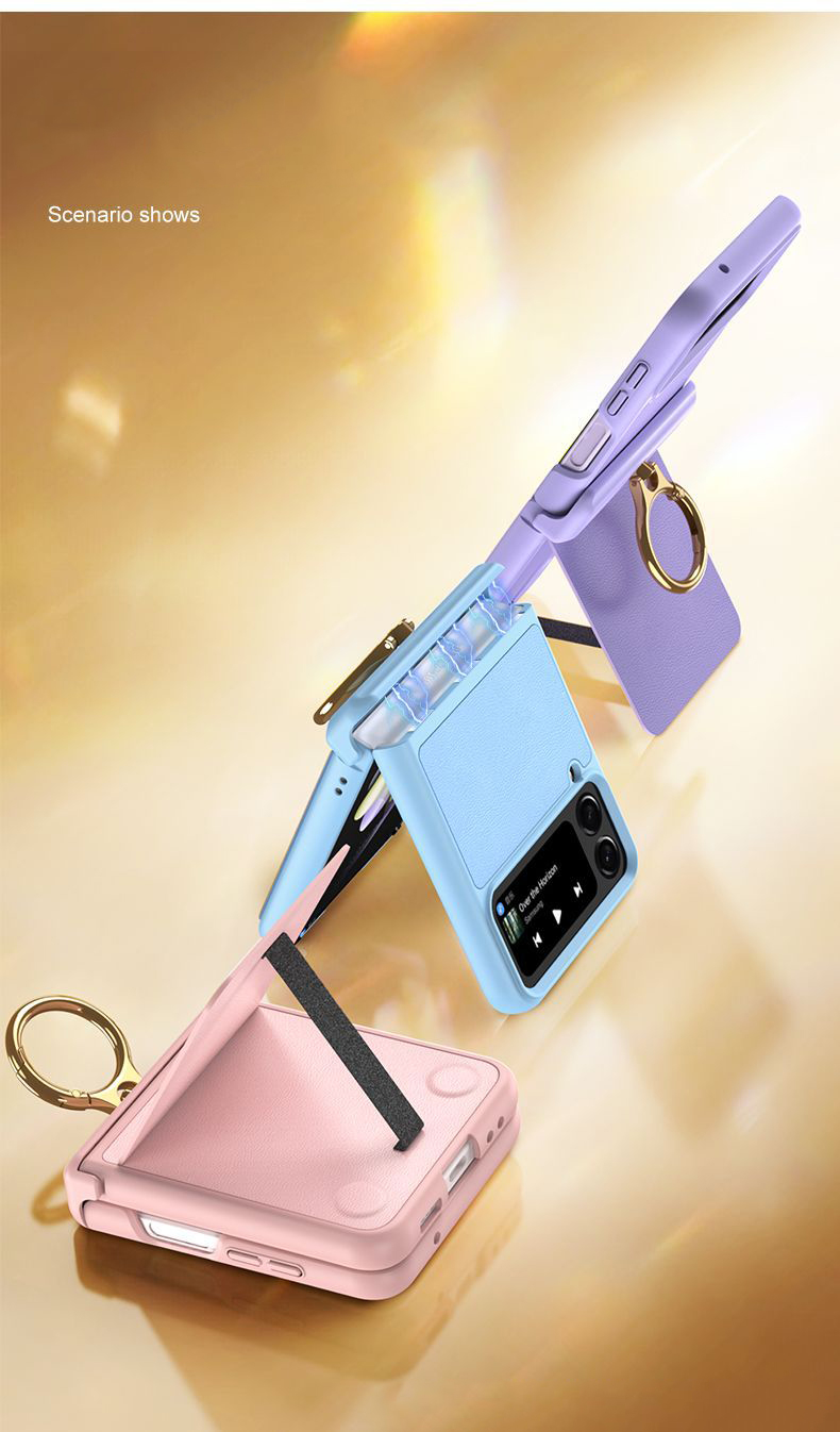 Ultra-thin Vegan Skin Magnetic Suction Bracket Flip Case for Samsung Flip 4 2023 5G